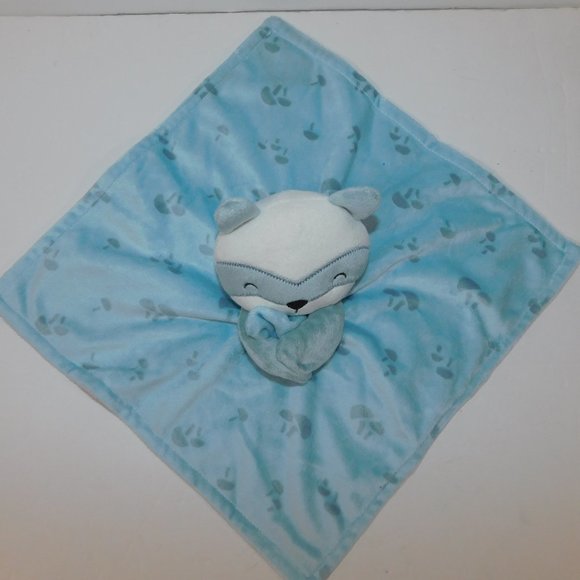 Modern Moments by Gerber Blue White Raccoon Security Blanket - Picture 2 of 6